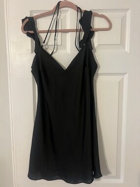 Free People Black V-Neck Slip Dress with Tie Straps